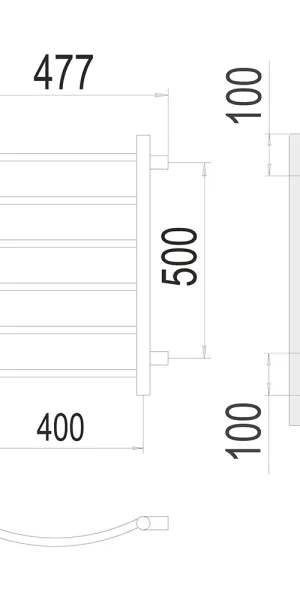 Полотенцесушитель водяной Terminus Классик П6 600х400 мм с боковым подключением 500 мм хром