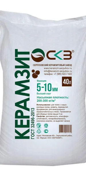 Керамзит фракция 5-10 мм 0,04 куб.м Высший сорт