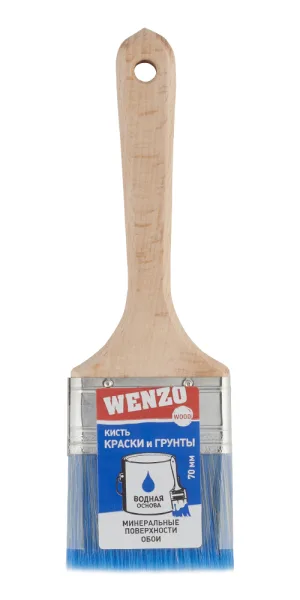 Кисть плоская смешанная щетина деревянная ручка Wenzo Wood 70х14 мм для красок на водной основе