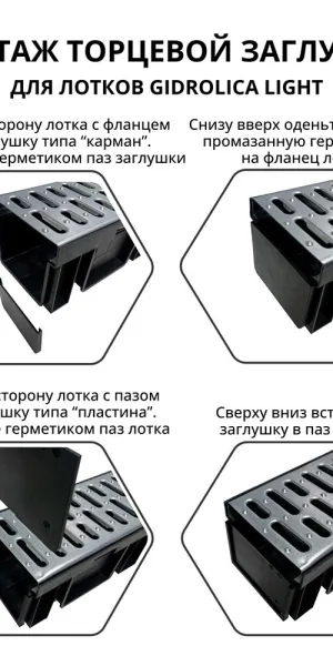 Заглушка для лотка водоотводного 100х115х95 мм пластиковая Gidrolica универсальная (18063)