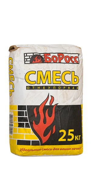 Cмесь кладочная огнеупорная БоРосс серая 25 кг