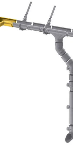 Угол желоба пластиковый d120 мм 90° Docke Standard коричневый RAL 8017