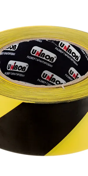 Лента сигнальная Unibob желто-черные полоски 50 мм 50 м