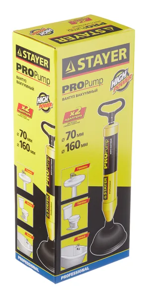 Вантуз вакуумный Stayer Professional ProPump с двумя адаптерами (51925)
