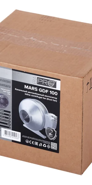 Вентилятор канальный центробежный Era Pro Mars GDF 100 298х243 мм d100 мм серый