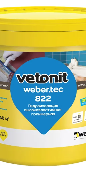 Гидроизоляция акриловая Vetonit Weber.tec 822 розовая 24 кг