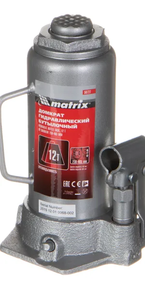 Домкрат гидравлический бутылочный Matrix 12 т (50727)