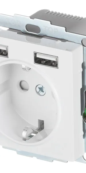 Розетка Systeme Electric AtlasDesign встраиваемая белая 2хUSB-А (ATN000130)