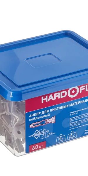 Дюбель для листовых материалов Hard-Fix PLA 4x60 мм нейлон с шурупом (60 шт.)