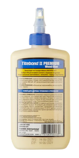 Клей ПВА столярный Titebond II Premium водостойкий D3 290 г