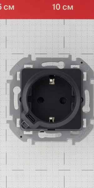 Розетка Legrand Inspiria встраиваемая антрацит с USB Type-C (673773)