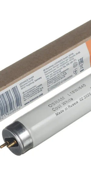 Лампа люминесцентная Osram G13 T8 18 Вт 4000К нейтральный свет трубка 590 мм (55650/9652/959652)