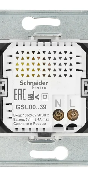 Розетка USB Systeme Electric Glossa встраиваемая белая USB-A/ Type-C (GSL000139)