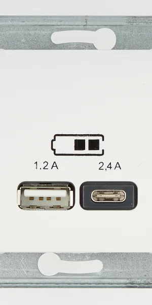 Розетка USB Systeme Electric Glossa встраиваемая белая USB-A/ Type-C (GSL000139)