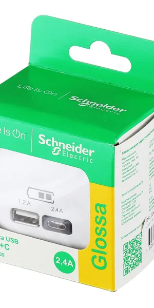 Розетка USB Systeme Electric Glossa встраиваемая белая USB-A/ Type-C (GSL000139)