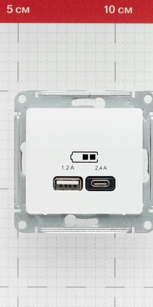 Розетка USB Systeme Electric Glossa встраиваемая белая USB-A/ Type-C (GSL000139)