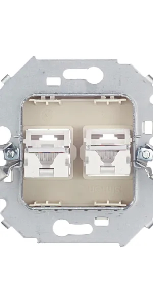 Розетка компьютерная Simon 15 встраиваемая слоновая кость 2хRJ45 (1591593-031)