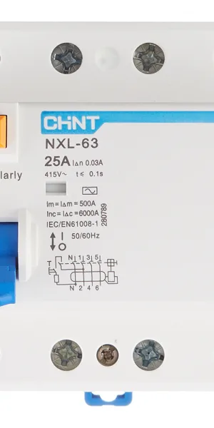 УЗО Chint NXL-63 25А 3P+N тип AC 30 мА 6 кА компактное (280789)