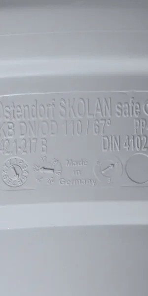 Отвод Ostendorf SKB d110 мм 67° пластиковый бесшумный для внутренней канализации (335130)