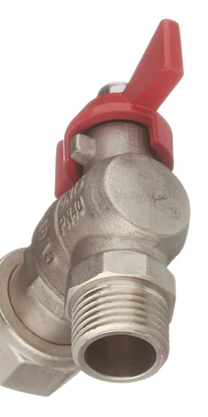 Кран шаровой латунный Valtec Base 3/4 ВР(г) х 1/2 НР(ш) бабочка с накидной гайкой угловой (VT.267.N.0405)