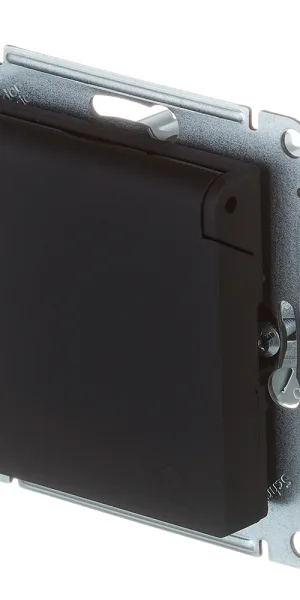 Розетка Systeme Electric AtlasDesign встраиваемая карбон со шторками с крышкой (ATN001046)