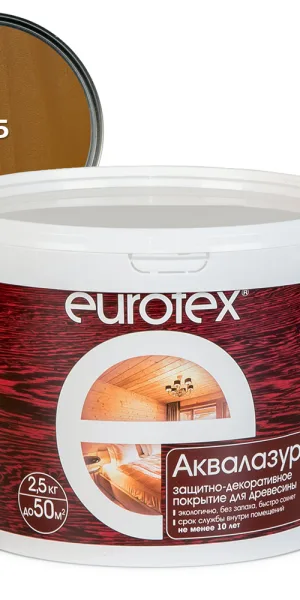 Лак антисептик акриловый Eurotex Аквалазурь дуб 2,5 л
