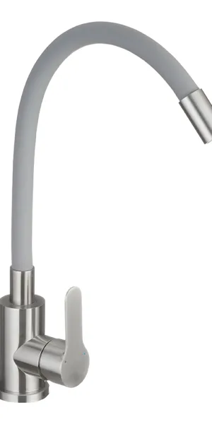 Смеситель для кухни Corsa Deco Vega Steel сталь/серый с гибким изливом однорычажный (966367)