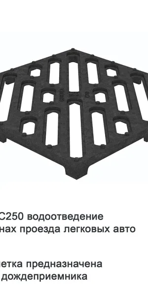 Решетка для дождеприемника чугунная 300х300 мм Gidrolica черная