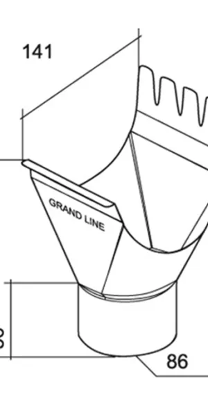 Воронка желоба Grand Line металлическая d125-90 мм графитовый серый RAL 7024
