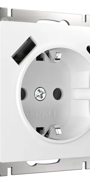 Розетка Werkel встраиваемая белая с USB-A/ Type-C (a056272)