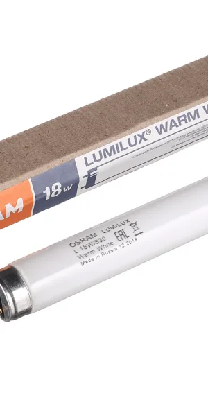 Лампа люминесцентная Osram G13 T8 18 Вт 3000К теплый свет трубка 590 мм (129487/1242)