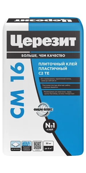 Клей для плитки/ керамогранита/ камня Церезит СМ 16 серый класс C2 TE 25 кг
