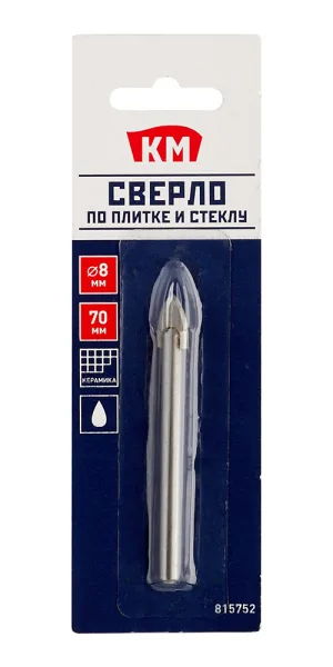 Сверло по плитке и стеклу КМ 8х70 мм (815752)