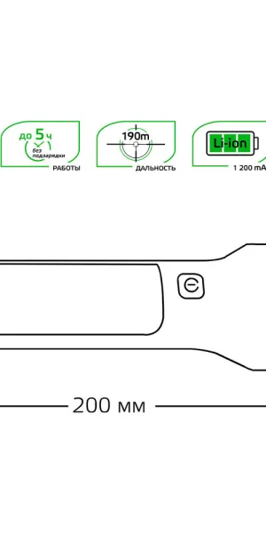 Фонарь ручной Gauss светодиодный 2 LED 3 Вт аккумуляторный Li-Ion 1200 мАч пластик 2 режима (GF203)