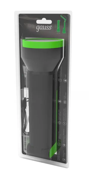 Фонарь ручной Gauss светодиодный 2 LED 3 Вт аккумуляторный Li-Ion 1200 мАч пластик 2 режима (GF203)