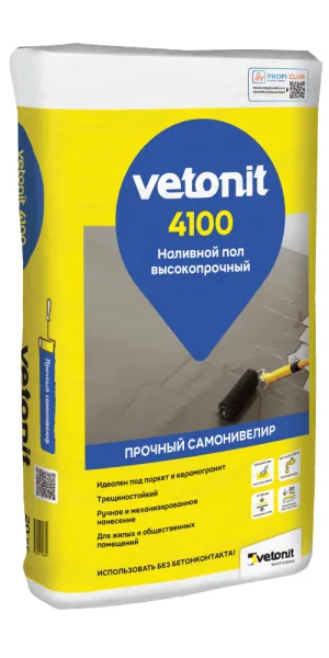 Ровнитель (наливной пол) финишный Weber.vetonit 4100 самовыравнивающийся высокопрочный 20 кг