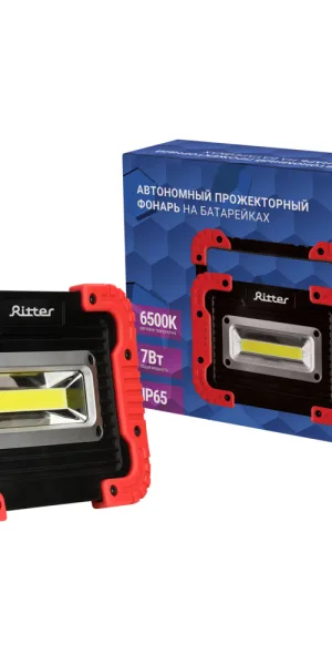 Фонарь прожектор Ritter светодиодный 1 LED 7 Вт на батарейках AA пластик (29130 5)
