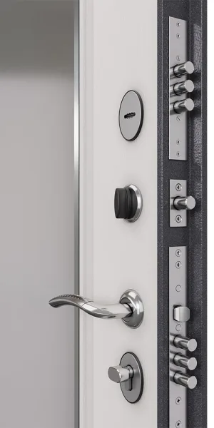 Дверь входная Mastino Home Eco правая букле графит - ларче белый с зеркалом 860х2050 мм