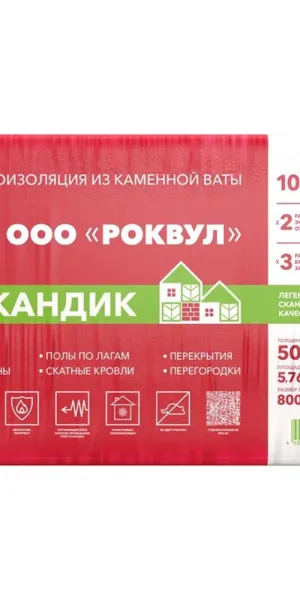 Утеплитель Роквул Лайт Баттс Скандик 50х600х800 мм 5,76 кв.м