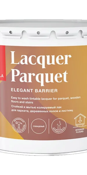 Лак алкидно-уретановый паркетный Tikkurila/Tikkivala Lacquer Parquet глянцевый бесцветный 9 л