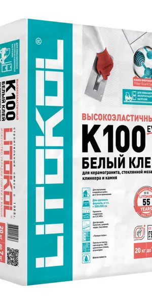 Клей для плитки/ керамогранита/ камня Litokol Hyperflex K100 эластичный белый класс C2 TE S2 20 кг