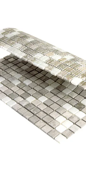 Мозаика Mir Mosaic Natural i-Tilе серая из натурального камня 298х298х4 мм глянцевая