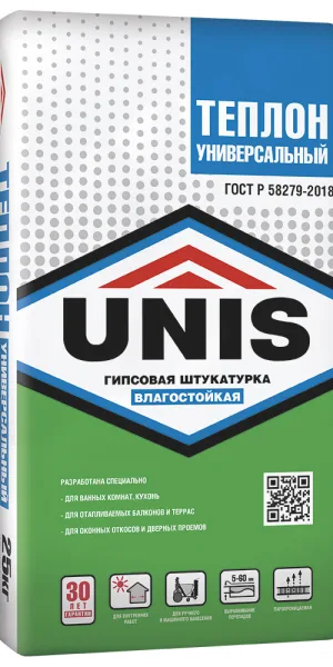 Штукатурка гипсовая Unis Теплон Универсальный влагостойкая 25 кг