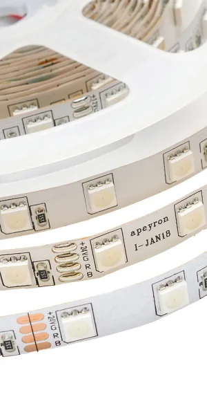 Лента светодиодная SMD 5050 RGB свет 24 В 15 Вт/м 5 м IP20 Apeyron (153КП)
