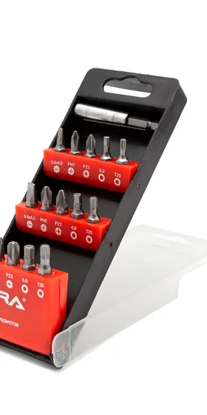 Набор бит Vira (554101) PH/PZ/SL/TORX/HEX 25 мм с магнитным держателем (16 шт.)