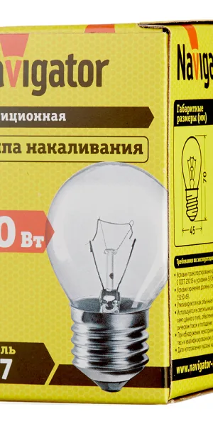 Лампа накаливания Navigator E27 3000К 40 Вт 400 Лм 230 В шар прозрачная
