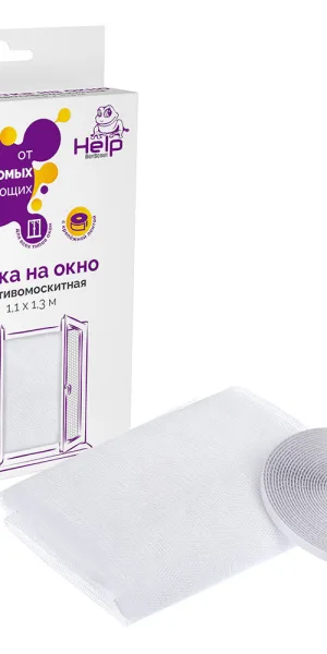 Сетка антимоскитная на окно с крепежной лентой Help 110х130 см