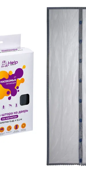 Сетка антимоскитная на дверь с магнитами и крепежом Help 45х210 см (2 шт.)