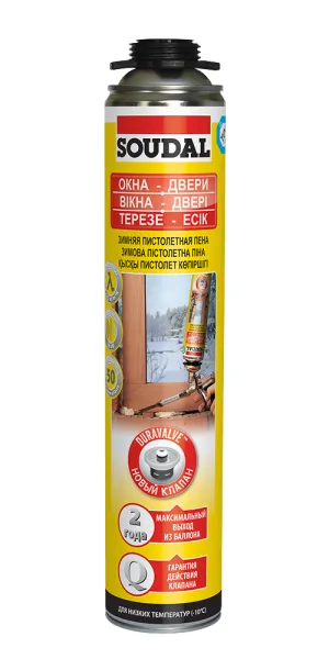 Пена монтажная профессиональная Soudal Gunfoam Yellow Окна-Двери зимняя 750 мл