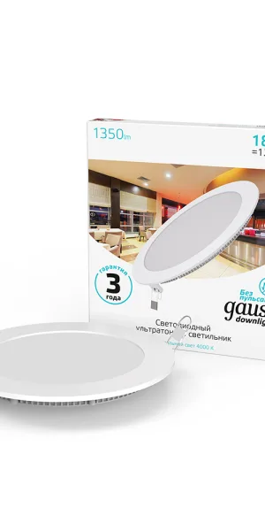 Светильник встраиваемый светодиодный белый 18 Вт 4000К IP20 Gauss Slim ДВО (939111218)